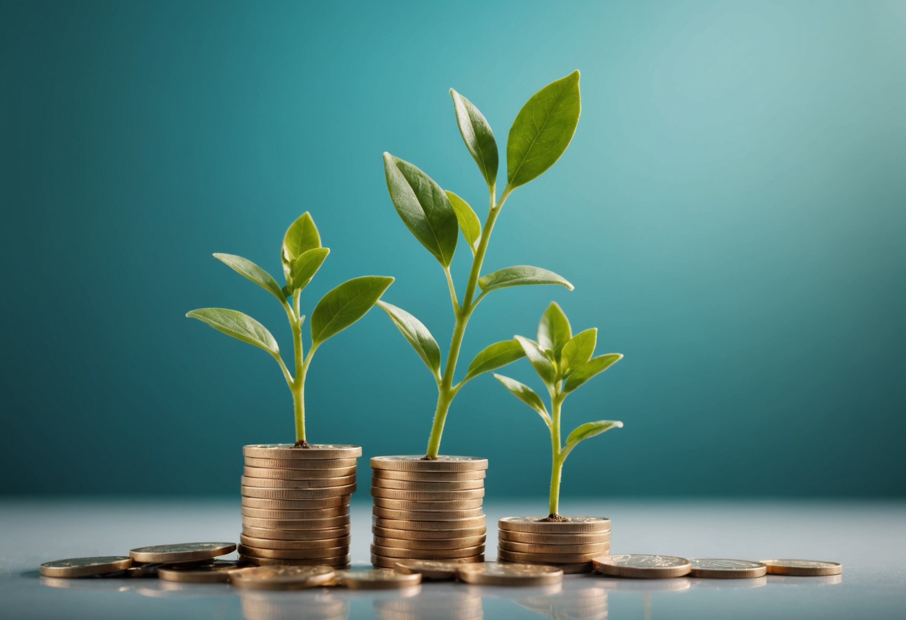 Des pièces de monnaie d’où pousse une jeune plante, symbole d’un complément de revenu qui grandit